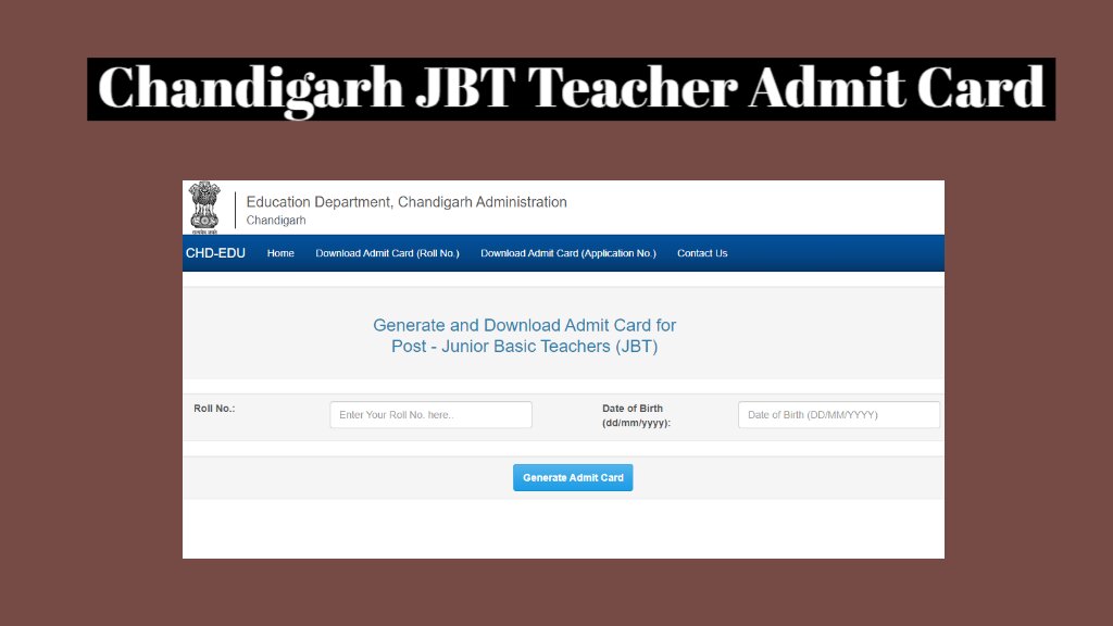 Chandigarh JBT Teacher Admit Card 2024