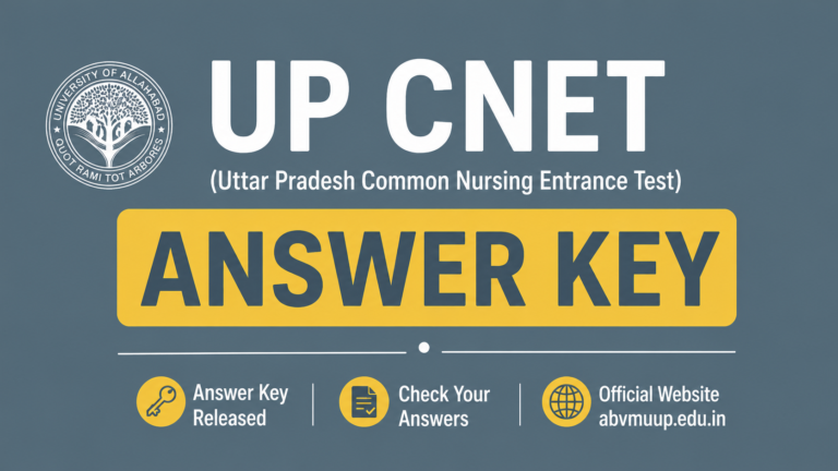 UP CNET Answer Key 2026 Download at abvmuup.edu.in